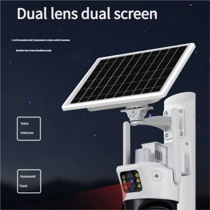 Solar powered solar cctv camera home mobile phone remote dual lens outdoor 4g solar powered monitoring - Image 3